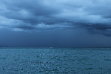 Naklejka na ściany i meble Storm clouds gathering over the bay, Montego Bay, Jamaica.