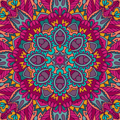 Colorful Tribal Ethnic Festive Abstract Floral Vector Pattern