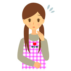 女性保育士　焦る　上半身