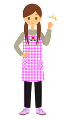 女性保育士　ガッツポーズ　全身