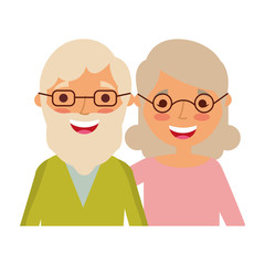 elderly couple embrace characters white background