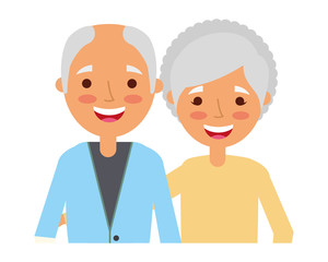 Fototapeta premium elderly couple embrace characters white background