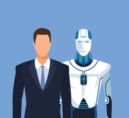 humanoid robot and businessman