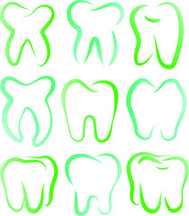 Stylish Line drawing of tooth set