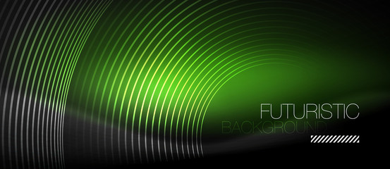 Dark abstract background with glowing neon circles