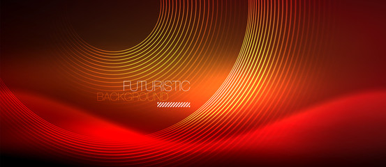 Neon glowing techno lines, hi-tech futuristic abstract background template with square shapes