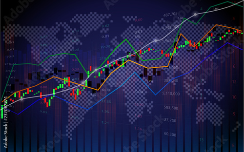 Stock Market Or Forex Trading Chart With Indicator On World Map - 