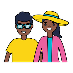 tourist couple with bag and camera 