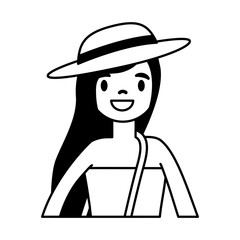 traveler woman tourist on white background