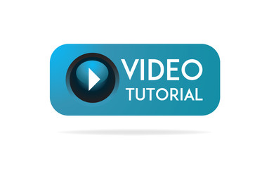 Video tutorial Button, icon, emblem, label. Video Tutorial Online Education. Vector stock illustration - obrazy, fototapety, plakaty