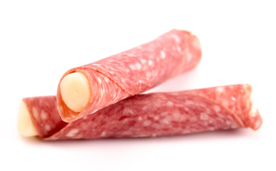 Mozzarella Cheese Stick Wrapped in Cured Meat a Great Snack for Low Carb Diets