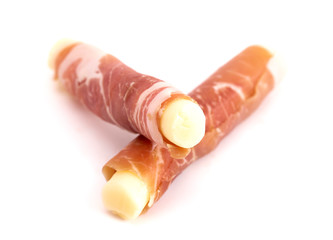 Mozzarella Cheese Stick Wrapped in Cured Meat a Great Snack for Low Carb Diets