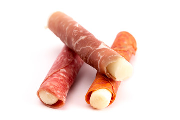 Mozzarella Cheese Stick Wrapped in Cured Meat a Great Snack for Low Carb Diets