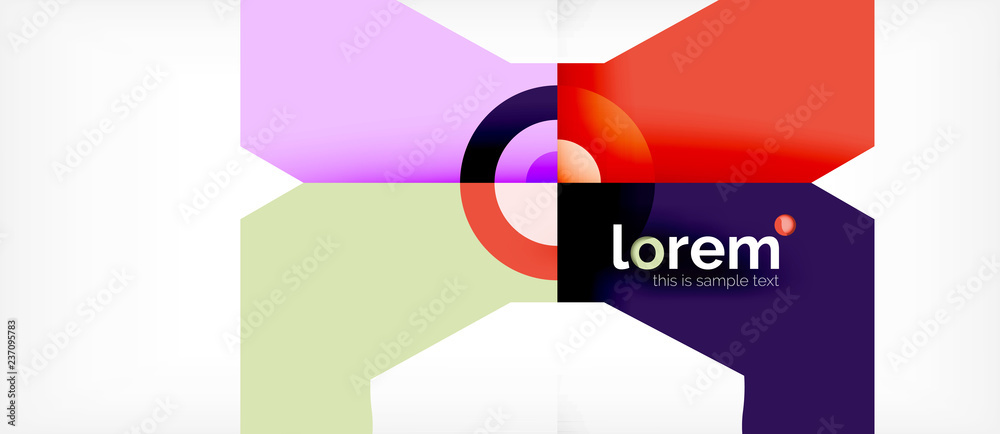 Wall mural geometric colorful shapes composition abstract background. minimal dynamic design