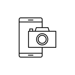 camera on smart phone icon. Element of video products outline icon for mobile concept and web apps. Thin line camera on smart phone icon can be used for web and mobile