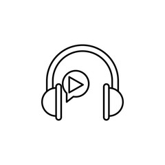 music on headphone icon. Element of video products outline icon for mobile concept and web apps. Thin line music on headphone icon can be used for web and mobile