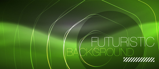 Black and glowing color lines neon design, magin techno template background