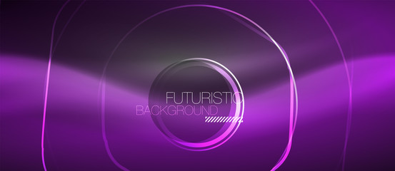 Black and glowing color lines neon design, magin techno template background