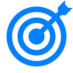 Target sign - blue transparent with dart, isolated - vector