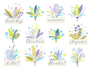 Vector floral badges.