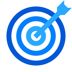 Target sign - blue shades transparent with dart, isolated - vector