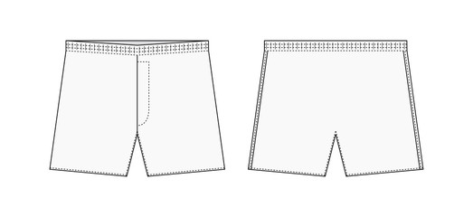 Men's boxers (boxer shorts,trunks) template illustration / white