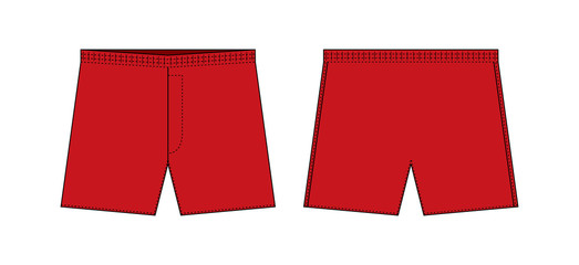Men's boxers (boxer shorts,trunks) template illustration / red