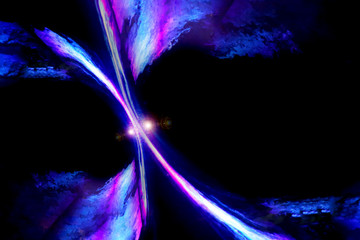 Lighting Laser Effect over a plain black background. Abstract background of blurred colorful light. Abstract colored motion on black background. Blue Color.