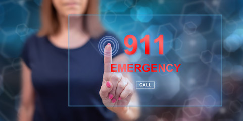Woman touching an emergency concept