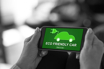 Eco friendly car concept on a smartphone
