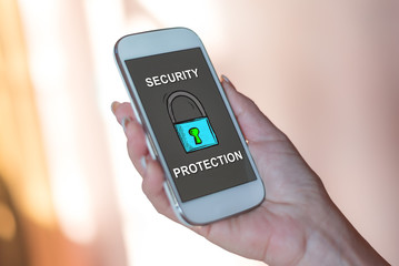 Cyber security concept on a smartphone