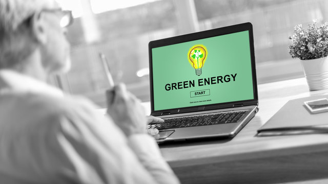 Green energy concept on a laptop screen