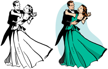 A couple ballroom dancing. - obrazy, fototapety, plakaty