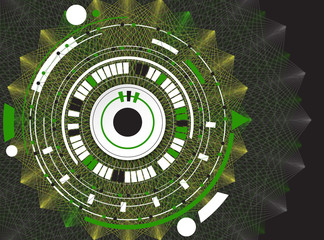 Abstract green digital technology background. Abstract technology communication concept. Various technology elements.