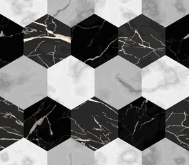 Marble Luxury Striped from Hexagons Seamless Pattern