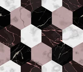  Marmeren Luxe van Hexagon Shapes Seamless Pattern © kronalux