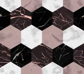 Keuken foto achterwand Marmeren hexagons Marmer luxe gestreept van zeshoeken naadloos patroon