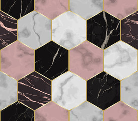 Marmeren luxe chaotisch van zeshoeken naadloos patroon