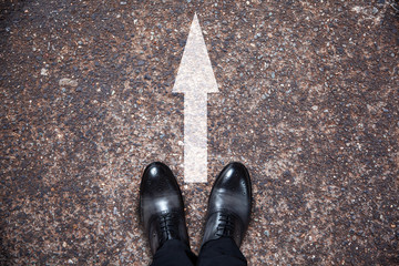 man shoes with arrow