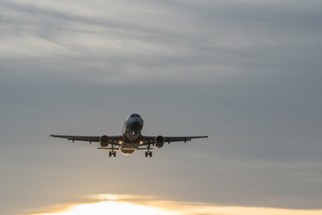 airplane landing at the airport