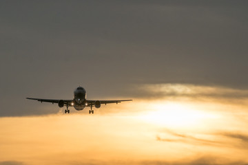 airplane landing at the airport