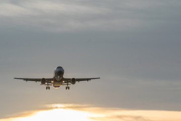 airplane landing at the airport