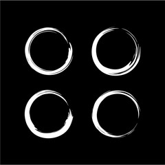 Black Circle Zen, Enzo Logo, Sign, Icon Set Vector Illustration Template