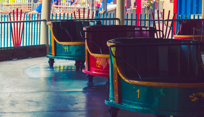 Carts Belonging to an Amusement Park Ride Called The Whip
