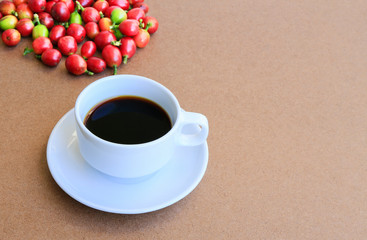 Coffee cup on coffee bean