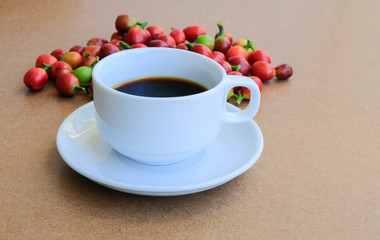 Coffee cup on coffee bean