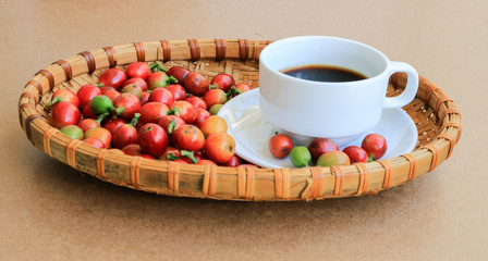 Coffee cup on coffee bean