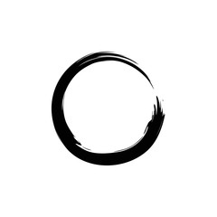 Black Zen Circle Brush Logo, Sign, Icon Vector Design Illustration