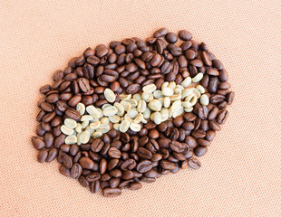 Coffee been on wooden background