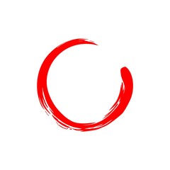 Red Circle Zen, Sumi-e Logo, Icon, Sign Watercolor, Vector Design